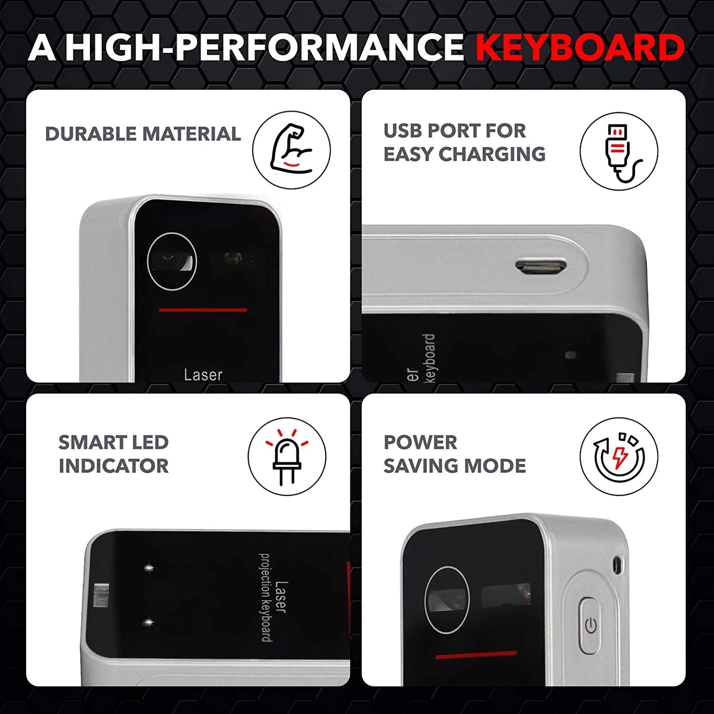 Laser Keyboard - Bluetooth Laser Projection Keyboard and Mouse for Iphone and Android Smartphones, Tablets, and More