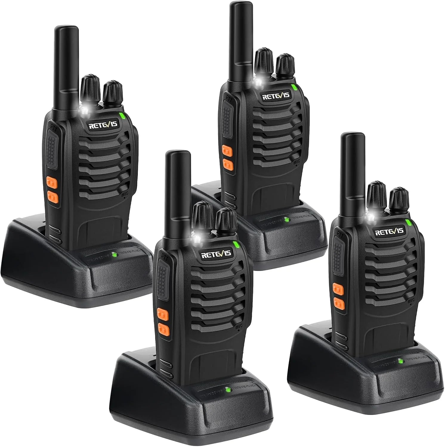 H-777 Radios Walkie Talkies Rechargeable, 2 Way Radio Long Range, Short Antenna, License-Free, LED Flashlight, Emergency Alarm for Cruise (4 Pack)