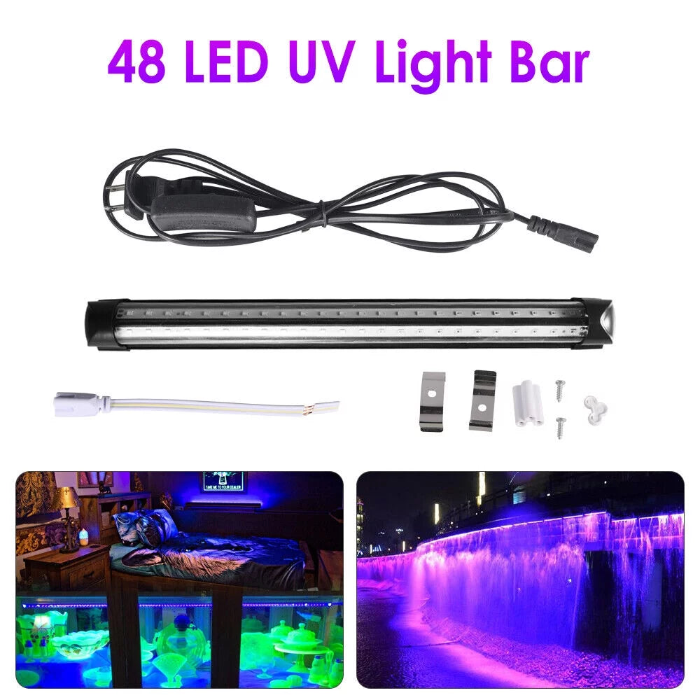 48 LED UV Black Light Bar Fixtures Ultraviolet Blacklight Lamp Strip Party Club