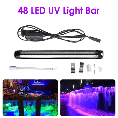 48 LED UV Black Light Bar Fixtures Ultraviolet Blacklight Lamp Strip Party Club