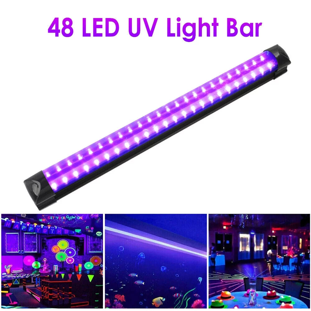 48 LED UV Black Light Bar Fixtures Ultraviolet Blacklight Lamp Strip Party Club