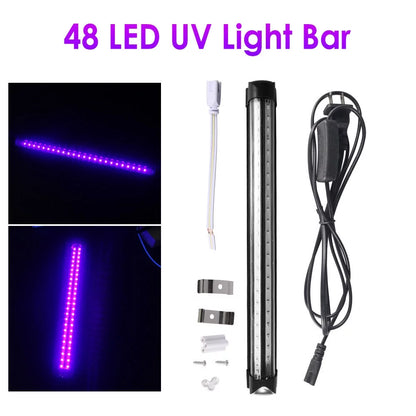 48 LED UV Black Light Bar Fixtures Ultraviolet Blacklight Lamp Strip Party Club